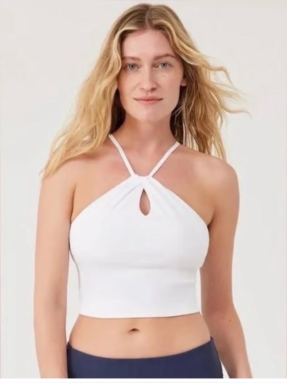 Outdoor voices small White Halter Crop Tank Top with Keyhole